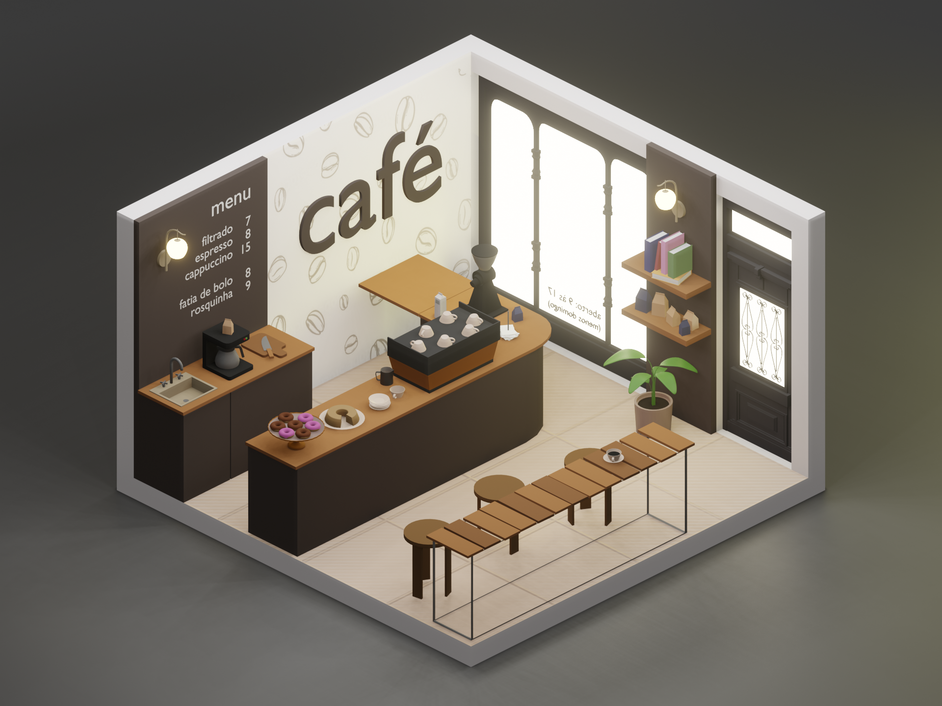 isometric coffee shop