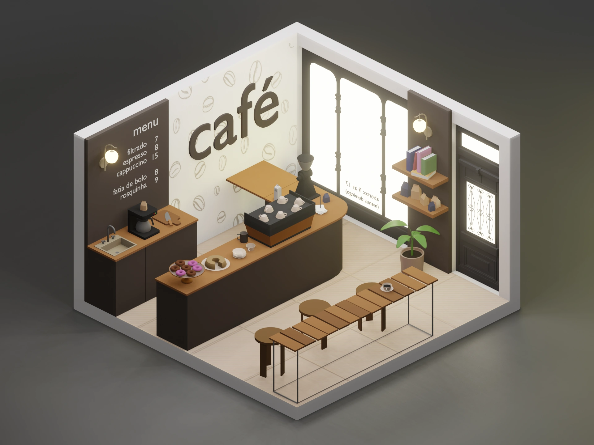 Isometric coffee shop