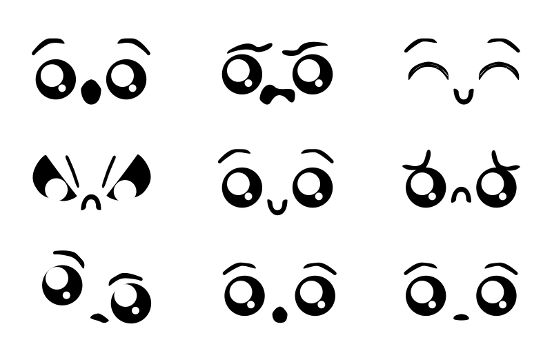 A grid of illustrated faces representing distinct emotions".